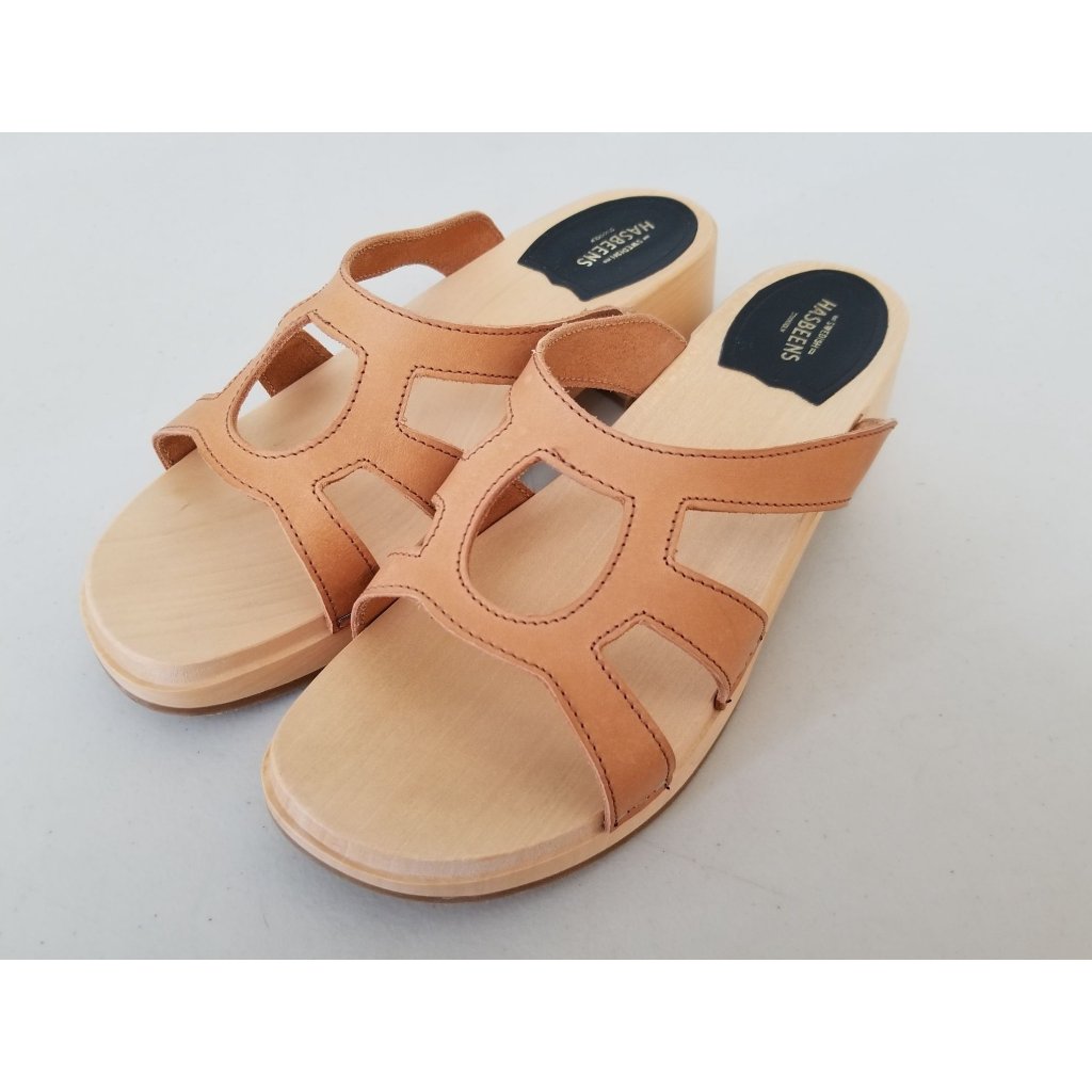 Swedish Hasbeens For Free People Luxury Slipper Clog Sandals Tan Leather Size 41